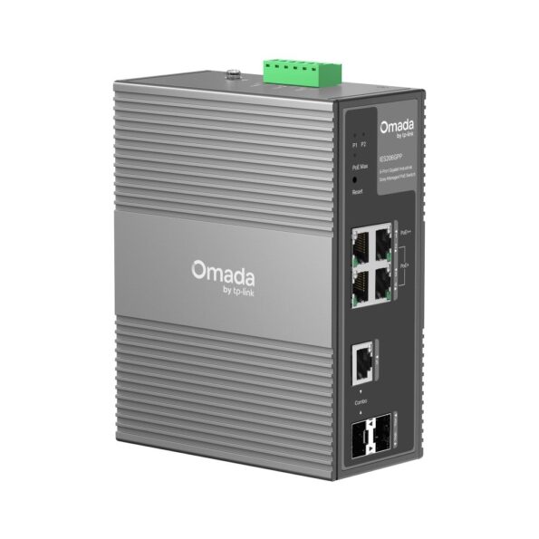 Switch TP-Link IES206GPP priemyselný, 2× SFP combo, 8× GLan s Poe+, 180W, DIN, Omáda SDN, poškodený obal – Obrázok 3