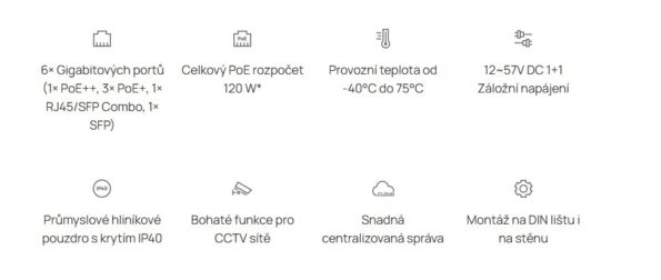 Switch TP-Link IES206GPP priemyselný, 2× SFP combo, 8× GLan s Poe+, 180W, DIN, Omáda SDN, poškodený obal – Obrázok 9