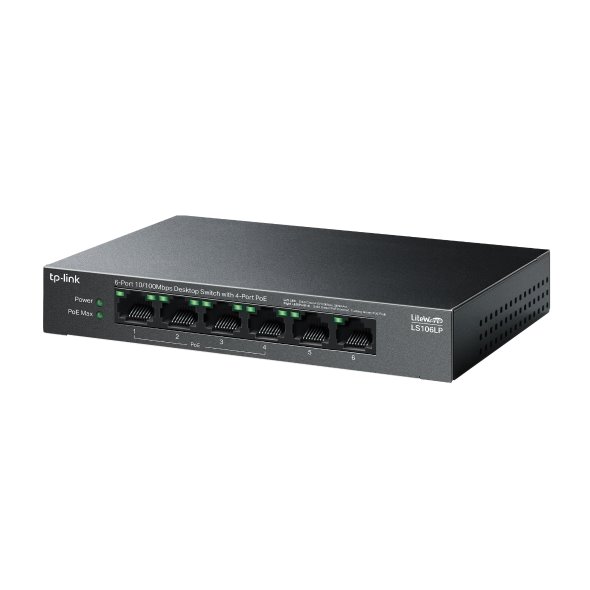 Switch-TP-Link-LS106LP-2x-LAN-4x-LAN-s-PoE-41W Switch TP-Link LS106LP 2x LAN, 4x LAN s PoE, 41W – Obrázok 1