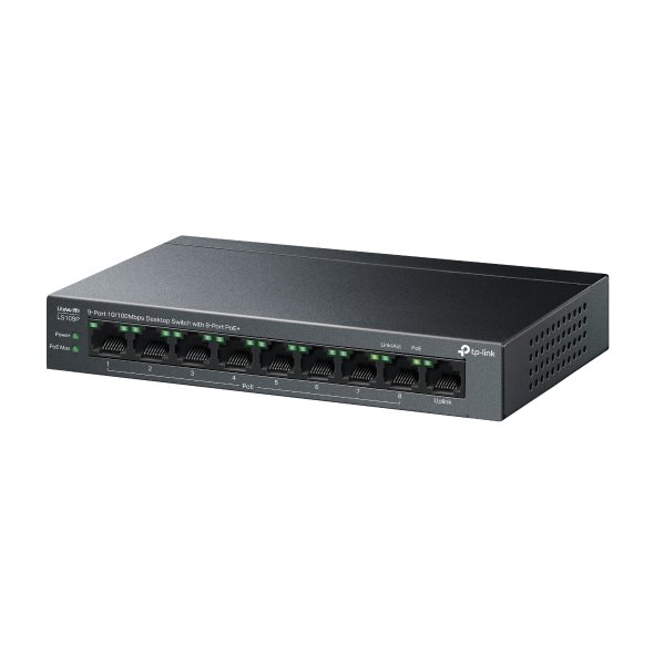 Switch-TP-Link-LS109P-1x-LAN-8x-LAN-s-PoE-63W Switch TP-Link LS109P 1x LAN, 8x LAN s PoE+, 63W – Obrázok 1