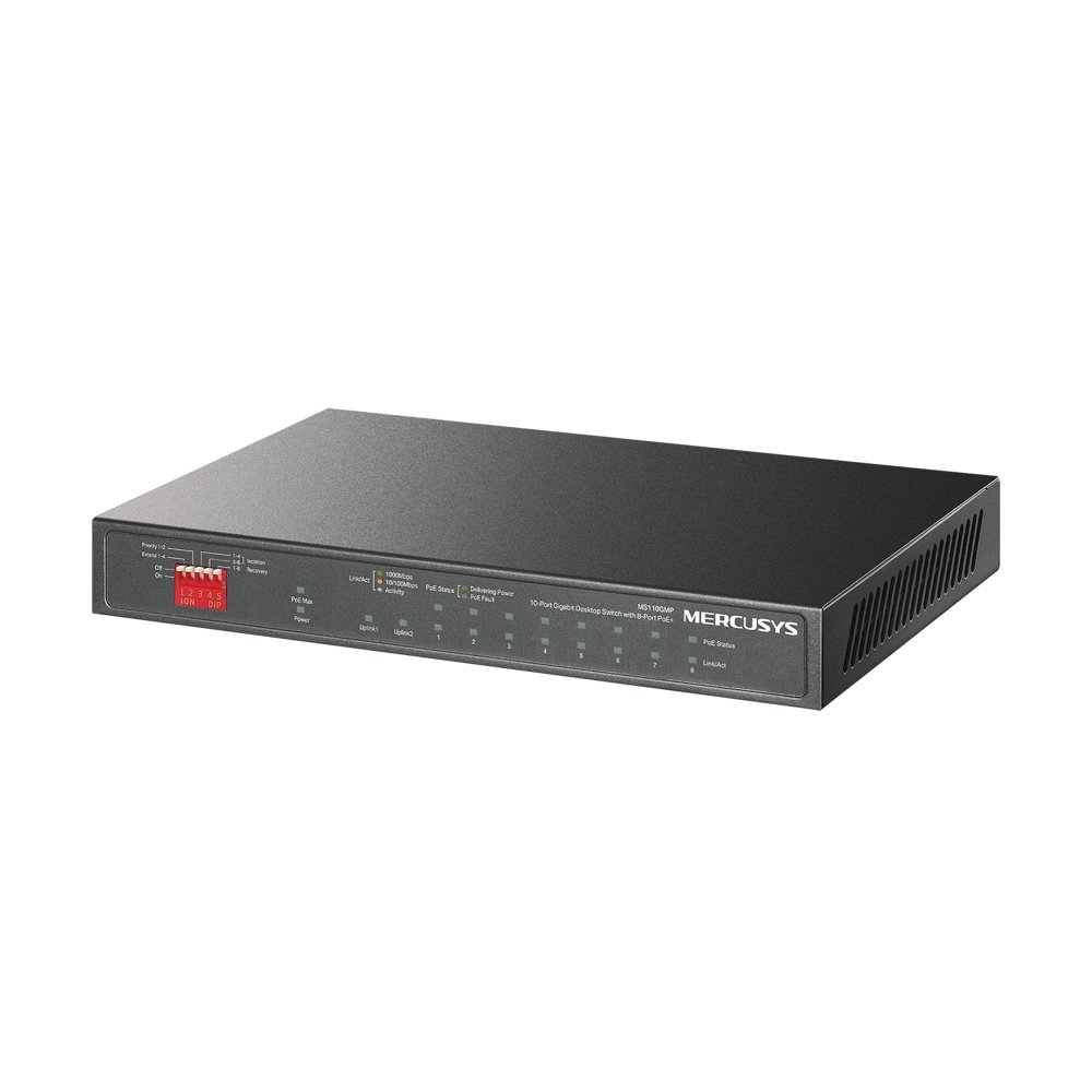 Switch-TP-Link-Mercusys-MS110GMP-2x-GLAN-8x-GLAN-s-PoE-111W Switch TP-Link Mercusys MS110GMP 2x GLAN, 8x GLAN s PoE+, 111W – Obrázok 1