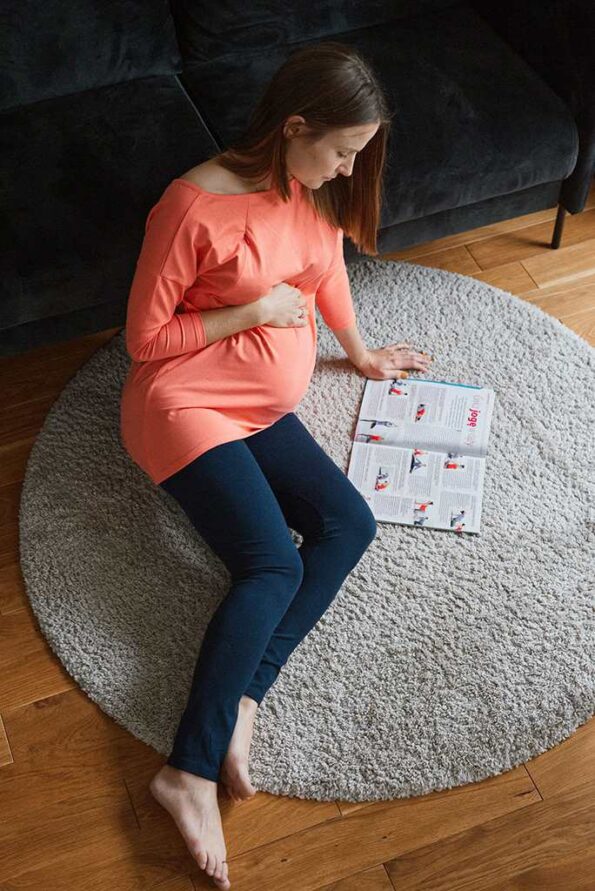 Tehotenské legíny s vysokým pásom milk & love modrá – Obrázok 3