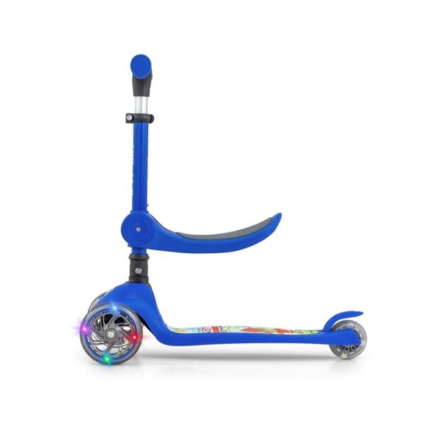 Trojkolesová balančná kolobežka-scooter so sedadlom FUZZY pre deti blue – Obrázok 3