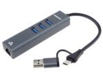 USB hub PremiumCord USB-C a USB-A na Gigabit 10/100/1000Mbps + 3x USB3.2 konektor