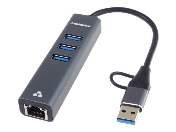USB hub PremiumCord USB-C a USB-A na Gigabit 10/100/1000Mbps + 3x USB3.2 konektor – Obrázok 3