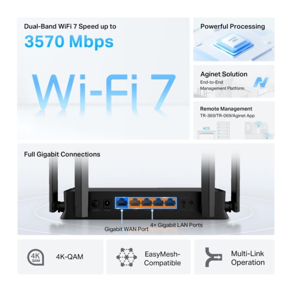 WiFi router TP-Link EB210 WiFi 7 AP BE3600,1x GWan, 4x GLAN, TR-069, EasyMesh – Obrázok 4