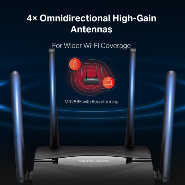 WiFi router TP-Link MERCUSYS MR25BE BE3600 WiFi 7, 3x GLAN, 1x GWAN, 2,4/5GHz, EasyMesh – Obrázok 5